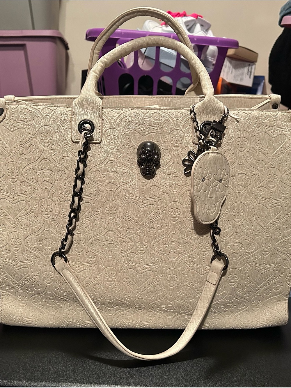 Betsey Johnson xokiara Skull Embossed Tote Bag